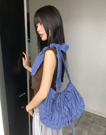 Toring Check Shirring Ribbon Shoulder Cross Bag